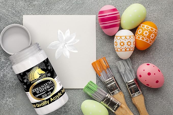 MyArtscape Titanium White Acrylic Paint - 300ml Bottle (10oz) - Artist Quality - Lightfast - Heavy Body - Vibrant Color - Great Tinting Strength - Professional Grade Paints