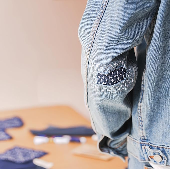 Sashiko Repair Kit by OurHands - Repair and Embellish Your Fabrics Using The Traditional Japanese Art of sashiko Mending