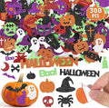 300Pcs Halloween Stickers, Self-Adhesive Glitter Halloween Foam Stickers, Assorted Shape Pumpkin Spider Bat Sticker, Halloween Party Favors Bulk for DIY Crafts Home Decorations