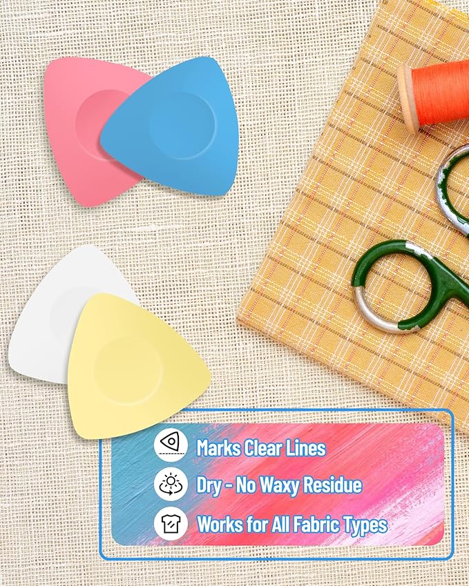 10PCS Triangle Tailor's Chalk Set, Fabric Sewing Chalk Markers, Washable & Easy - to - Erase, Precise and Durable, Ideal for Fabric Marking in Sewing, Quilting and More，4Color.