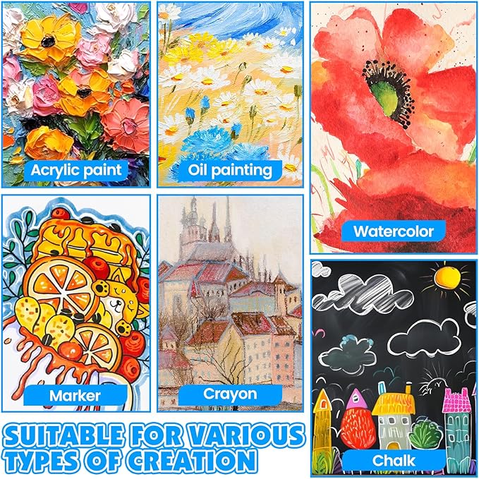 ESRICH Canvas for Painting, 3 Pack Square Canvas Boards for Painting 12x12 100% Cotton Primed Acid Free Blank Canvas Panels for Oil Paint, Watercolor, Acrylic Paint, Gouache and Tempera.