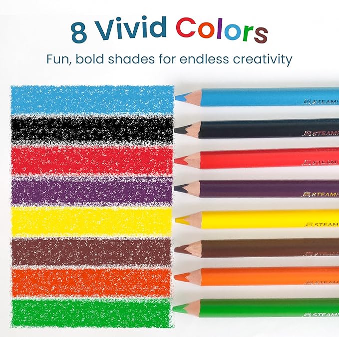 Colored Pencils for Toddlers 3-4 Years – Kids Pencils for Beginners, Toddlers and Preschoolers, Jumbo Triangle Shape for Easy Grip, Thick Colored Core for Easy Coloring and Less Breakage (8 Pack)