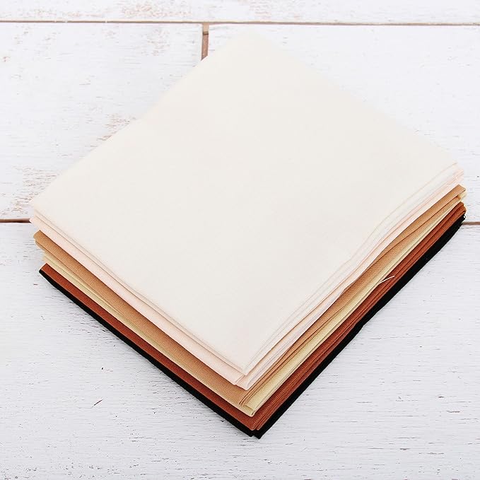 Threadart 6 Fat Quarter Bundles - Neutral Solids 100% Cotton Fabric - Premium 100% Cotton Quilting Fabric - No Duplicates - Full Size Fat Quarters 18"x21"