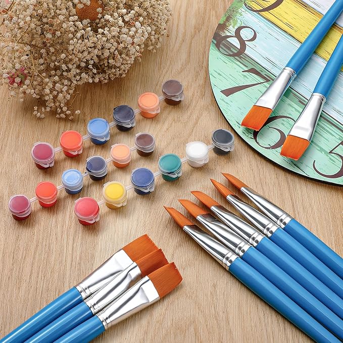 Zonon 20 Pcs Flat Paint Brushes Acrylic Painting Craft Accessories Classroom Prizes Gifts Small Watercolor Paint Brushes Bulk for Adult Artist Detail Oil Canvas Face(1 Inch,Blue)