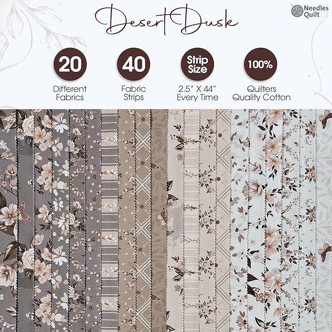 Jelly Roll Fabrics for Quilting Clearance 40 Strip 2.5" x 44" | Cotton Strips Bundles – Perfect Quilting Fabric for Sewing, Precut Quilt Projects, and DIY Crafts (Desert Dusk)