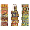 20 Rolls Chinese Style Washi Tape Set, Ancient Palace Pattern Decorative Masking Tapes with Gold Foil, Oriental for Craft, Scrapbook, DIY, Gift Wrapping (11-Crimson Palace Elegance)
