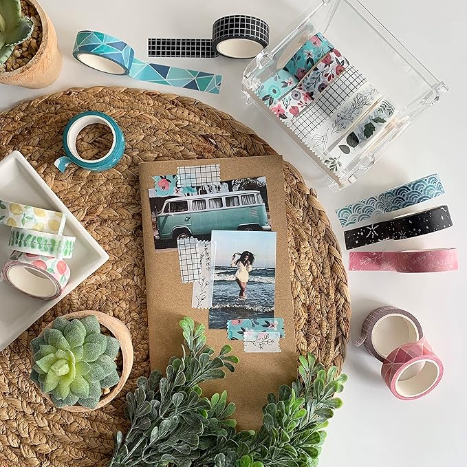 ZYNSHE Washi Tape Set of 16 Rolls of 15 mm Wide Cute Decorative Washi Tape for Journaling, Scrapbook, Washy Crafts, Bullet Journals, Planners, DIY Décor, Gift Wrapping, Craft Supplies (Serenity)