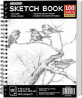 FIXSMITH 9"X12" Sketch Book | 100 Sheets (68 lb/100gsm) Spiral Sketchbook | Acid Free Drawing Paper | Sketch Pad for Kids,Beginners,Artists & Professionals| Bright White