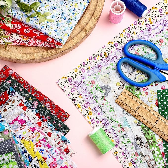 150 Pcs 10 x 10 Inches Cotton Fabric Bundle Precut Fat Squares Fabric Scraps Cotton Quilting Fat Flower Animals Cartoon Fabric Patchwork for DIY Craft Sewing Clothing