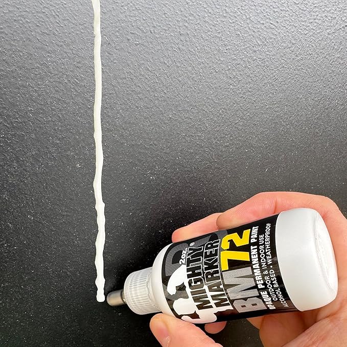 BM-72 Bottle Marker, 2oz (60ml) Alcohol-Based Paint, 1.2mm Steel Ball Tip, Valve Action, Waterproof & Weatherproof, Writes on Rough & Oily Surfaces, Made in USA - 3 Pack