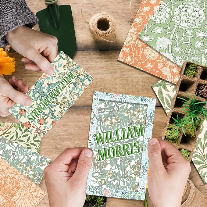 24 Sheets William Morris Scrapbook Paper Pad Double-Sided Vintage Floral Patterned Decorative Craft Paper for Card Making Photo Album Journal DIY Craft, 11.8'' x 11.8''