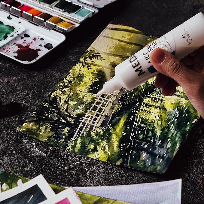 PHOENIX Masking Fluid for Watercolor Painting - 55ml / 1.86 fl Oz Liquid Masking Fluid Pen Water Color Medium Art Supplies for Artists