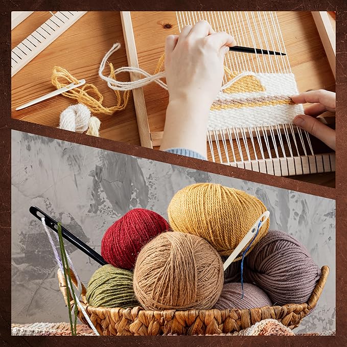 Savina Set 2 Nalbinding Needle Bone & Horn with Large Two-Eyed. Handmade Binding Tool, Multipurpose Weaving/Knitting/Stitching Needles for Craft Work