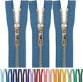 #5 Gold Metal Zipper - 50+ Colors - 3 PCS - (4-14 inches) Sizes - Luxury Lightweight Handcraft Metal Zippers with pulls for Purses Bags Pockets Shoes Sewing & Crafts DIY ZP023911