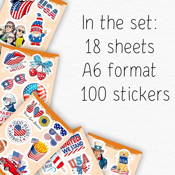 100Pcs USA Stickers and Decals for Water Bottle, Laptop - American Stickers- USA Party Supplies & Decorations - American Gifts - Gift for Women & Men