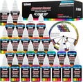 U.S. Art Supply 24 Color Acrylic Airbrush, Leather & Shoe Paint Set Opaque Colors plus Reducer, Cleaner & Color Mixing Wheel