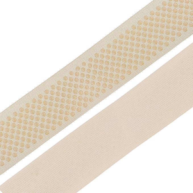 Mandala Crafts 2 Inch Elastic Silicone Gripper Tape for Clothing - 5 Yds Dotted Non Slip Elastic Band for Sewing - Cream Silicone Flat Fabric Stretchy Ribbon Straps