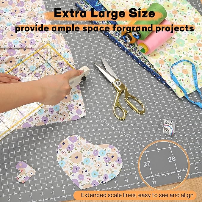 Premium 24" x 36" Large Self Healing Sewing Mat, 5-Ply Rotary Cutting Mat for Quilting, Double-Sided Cutting Board for Crafts Cutting Fabric Leather Modeling Projects, Anthracite Gray