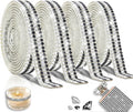 4 Rolls Rhinestone Tape Self Adhesive Crystal Ribbon Diamond Bling Strips with 2 mm Glitter Sticker for Arts Crafts Wedding Birthday Party DIY Event Car Phone Decoration (Silver+Black)