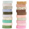 YUBX Simple Geometric Washi Tape Set 20 Rolls Minimal Patterns Decorative Thin Masking Tapes for Arts, DIY Crafts, Journals, Planners, Scrapbook, Wrapping (3 Jewel Tone)