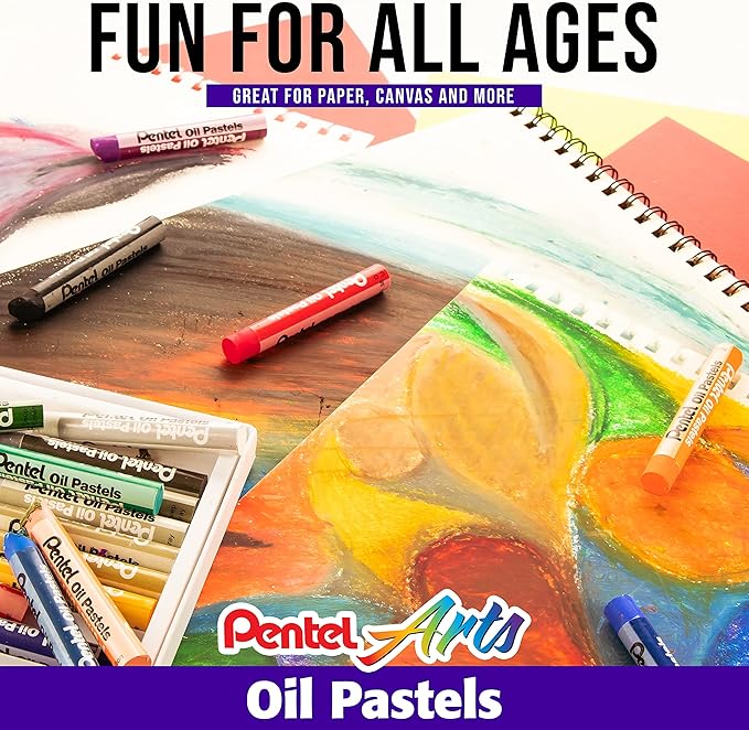 Pentel Arts Oil Pastel Set, 5/16 x 2-7/16 Inch, Assorted Colors, Set of 36