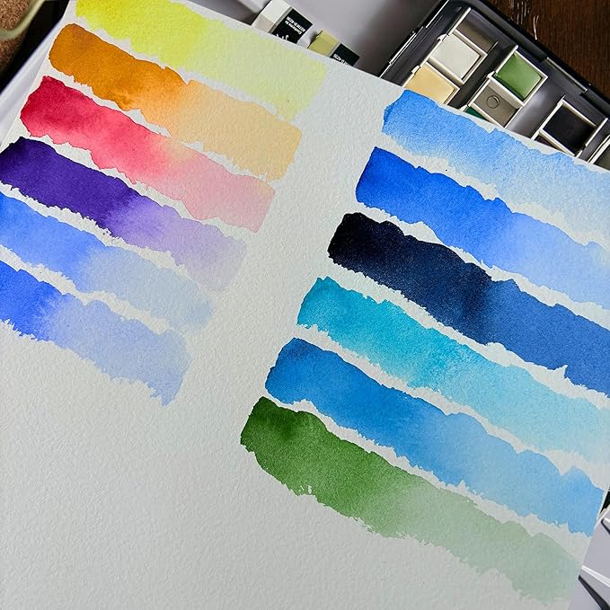 PHOENIX Professional Watercolor Paint Set - Ocean Tone,12 Marinescape Colors Half Pan Water Color Paint Palette with Tin Box, Portable Travel Watercolors for Adults, Artists