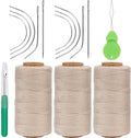 Lusecarl Needle and Thread for Hair Extensions 3 Rolls Hair Weave Sewing Threads with 10 Pcs C J I Shape Curved Upholstery Needles for Hand Sewing, Hair Extensions, Making Wigs DIY (10+3, Blond)