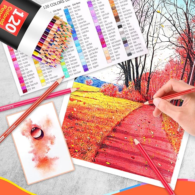 Huhuhero 120 Count Colored Pencils Set for Adult Coloring Books, Soft Core Vibrant Blendable Art Drawing Pencils, Premium Art Supplies for Adults Beginners, Back to School Supplies Teacher Gifts
