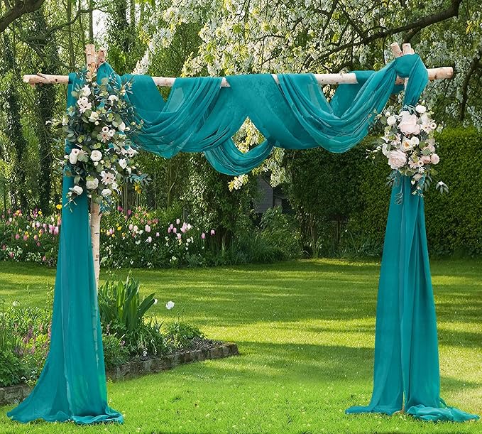 Warm Home Designs Wedding Arch Draping Fabric Bundle Has 2 216 Inch (18 Feet) Scarves in Teal Fabric Colors for Ceremony or Wedding Decoration. AD Teal & Teal 216”