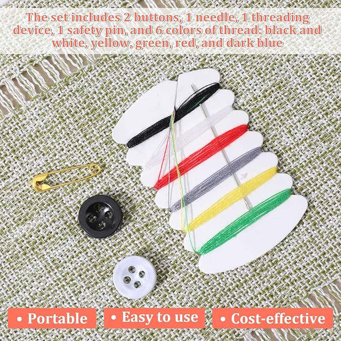 10PCS Mini Sewing Kit Travel Size Thread Repair Emergency Kit Portable Sewing Kits with Needles, Threads, Button, Safety Pin Basic Personal-Kit Travel Sewings Kits for Adults Hotel Amenities