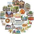 Navy Peony Jazzy New Orleans Travel Stickers (28pcs) - Big Easy, NOLA, America City-Themed Vacation Stickers for Scrapbooking, Journals, Suitcase