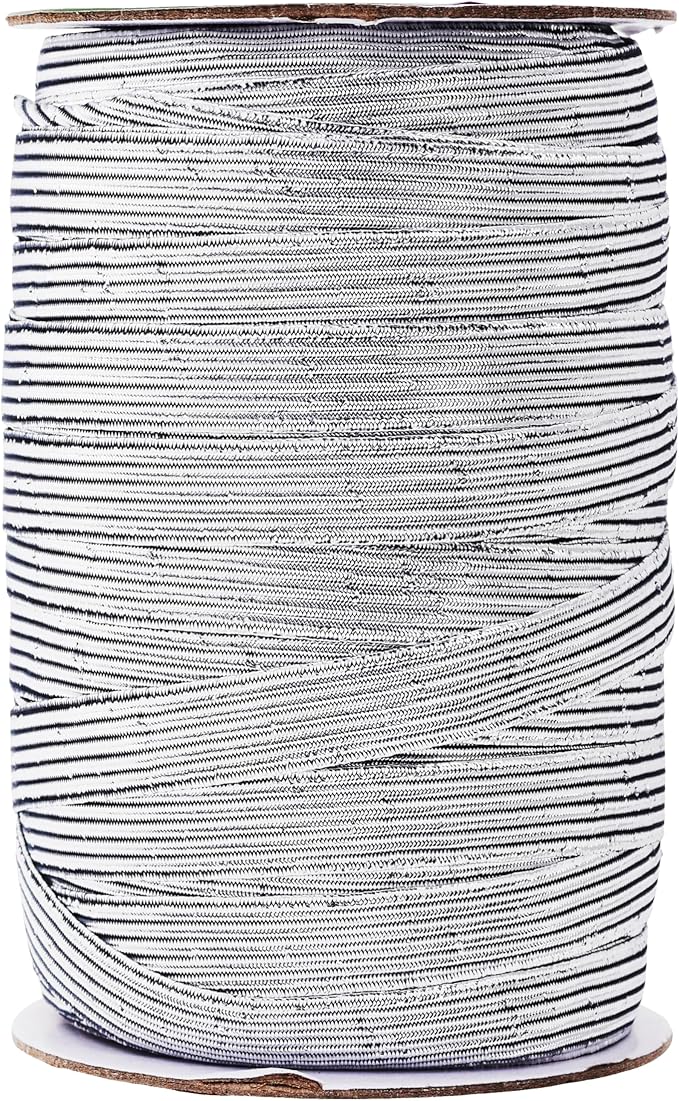 Mandala Crafts 12mm 20 Yds Roll of Metallic Silver Elastic Bands for Sewing - 1/2 Flat Elastics Cord - 1 2 Inch Braided Stretch Straps for Crafting