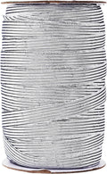 Mandala Crafts 12mm 20 Yds Roll of Metallic Silver Elastic Bands for Sewing - 1/2 Flat Elastics Cord - 1 2 Inch Braided Stretch Straps for Crafting