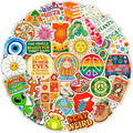 100Pcs Hippie Stickers for Phones, Water Bottles, Groovy Stickers Bulk for Laptop, for Water Bottle - Hippie Gifts, Party Supplies & Decoration - Gift for Women & Men