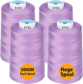 Simthread All Purpose Sewing Thread from 100% Spun Polyester for Serger, Overlock, Merrow, Quilting Sewing 4 Big Cones of 5000M (5500 Yards) Each - 40S/2 Grape