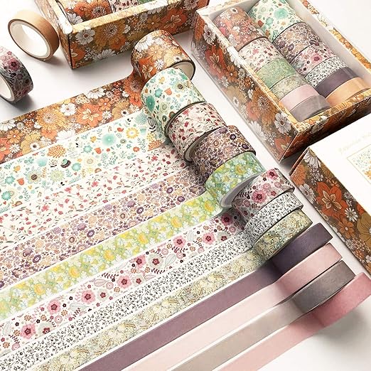 12 Rolls Fall Washi Tape Set, Japanese Decorative Autumn Leaf Floral Washi Tape for Scrapbook,DIY,Crafts,Planners