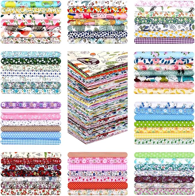 Tudomro 70 Pcs 10 x 10 Inch Cotton Fabric Squares Multicolor Quilting Fabric Bundles Precut Printed Patchwork Materials for Holiday DIY Crafts Cloths Handmade(Elegant Style)