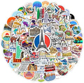 World Featured Architecture Sticker Pack, 100 Pcs Waterproof Vinyl Map Water Bottle Phone Case Laptop Decals, Travel Stickers for Girls Kids Teens Adults, Vintage Aesthetic
