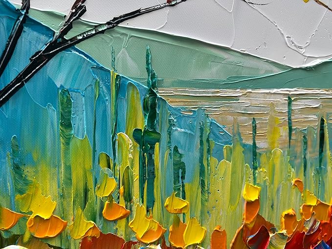 Hand Painted Art Natural Scenery Oil Painting Forest Scenery Large Canvas Wall Art Decoration 24x48 Inches