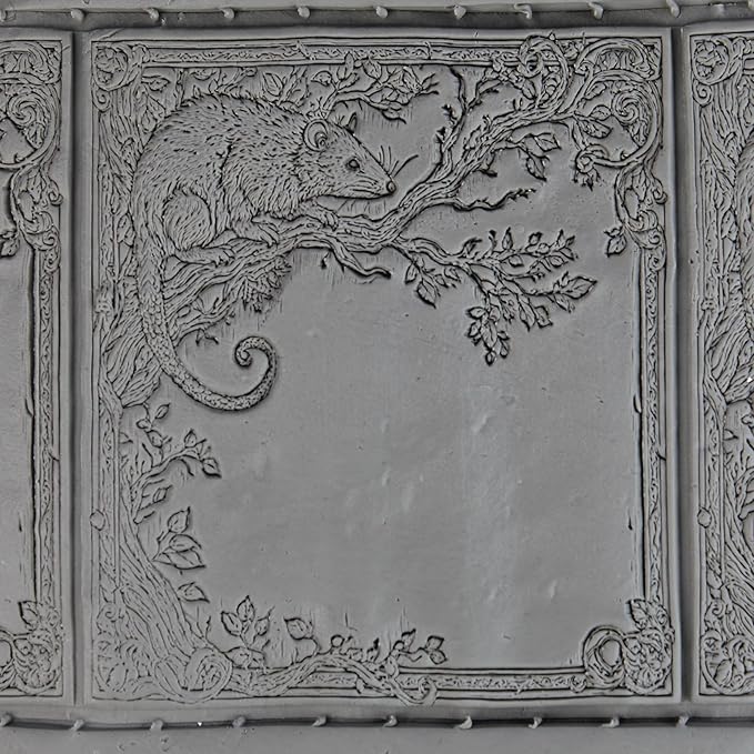 Virginia Opossum Clay Texture Roller (4") - Forest Set #01 - Embossing Pattern Roller for Polymer & Ceramic Clay, Pottery & Crafts