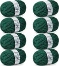Chunky Yarn for Hand Knitting - #10 Chunky Chenille Yarn, Jumbo Big Thick Chunky Yarns for Crocheting, Super Bulky Chunky Knit Blanket Yarns, 8 Skein (25 yds 8 oz Each Skein), Forest Green