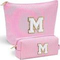 YOOLIFE Birthday Gifts for 3 4 5 6 7 8 9 10 11 12 13 Year Old Girls - Personalized Pink Initial Birthday Gifts for Women Kids Makeup Bag for Girls Daughter Sister Teacher Friend Girlfriend M