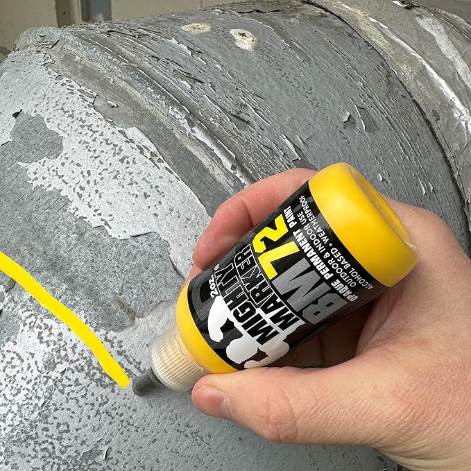 BM-72 Bottle Marker, 2oz (60ml) Alcohol-Based Paint, 1.2mm Steel Ball Tip, Valve Action, Waterproof & Weatherproof, Writes on Rough & Oily Surfaces, Made in USA - 3 Pack