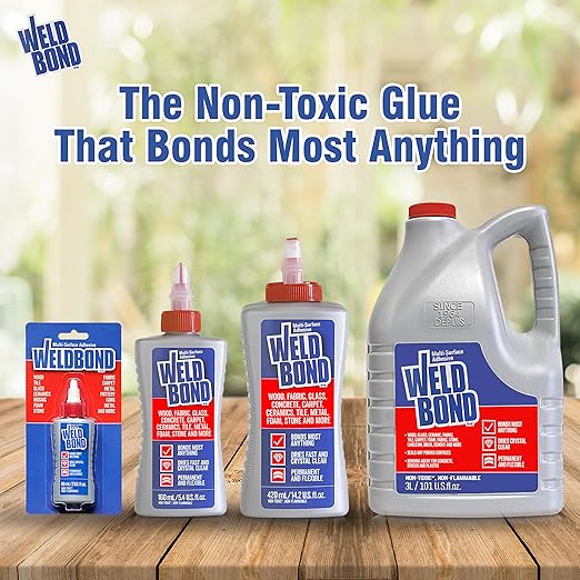 Weldbond Multi-Purpose Glue - The Ultimate Bonding Solution ! Non-Toxic Glue for Wood Glue Glass Mosaic Ceramic Pottery Craft Tile Porcelain Stone Jewelry Fabric Furniture & More. 5.0z /160ml 6-Pack