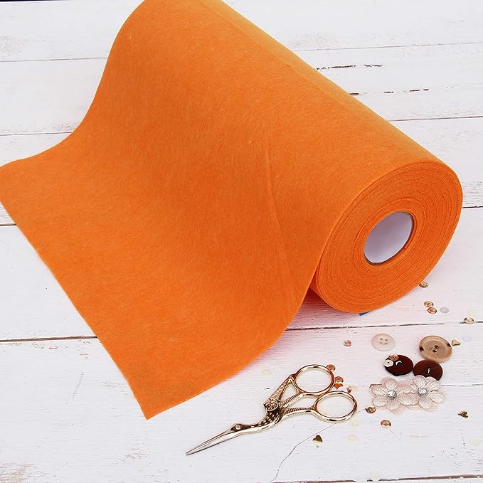 Threadart Premium Felt Roll - 12" x 10yd - Orange | Soft Wool-Like Feel | 1.2mm Thick Fabric for DIY Crafts, Sewing, Crafting Projects | Compatible with Cricut Maker