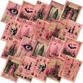 Hahafelt 10 Pcs 18 x 22 Inch Pink Halloween Quilting Fabric Vintage Halloween Pink Ghost Fat Quarters Precut Retro Bat Skeleton Eyes Fabric Squares for Holiday Sewing DIY Handmade Craft