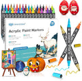 36 Colors Dual Tip Acrylic Paint Pens, Eco Friendly Non Toxic Non Odor Acrylic Paint Markers for Rock Painting, Fabric, Wood, Glass, Christmas Gifts for Teens - Grandkids DIY Art Supplies