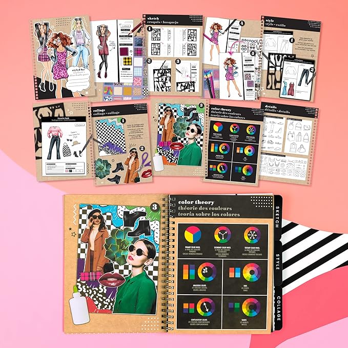 Fashion Angels Runway Fashion Graphic Journaling Set - Fashion Design Activity Journal with Markers, Stencils & Stickers - Teaches Basic Fashion Design - Beginners Fashion Sketch Pad for Kids 8 & Up