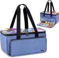 Yarwo Knitting Yarn Bag, Crochet Tote with Pocket for WIP projects, Knitting Needles(Up to 14”) and Skeins of Yarn, Christmas & New Beginnings Gifts for Women, Blue (Bag Only)
