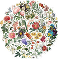 53-Piece Vintage Floral Washi Stickers – Retro Watercolor Aesthetic Botanical Flower Scrapbooking Stickers for Journals, Card Making, Decorative Art Crafts Projects